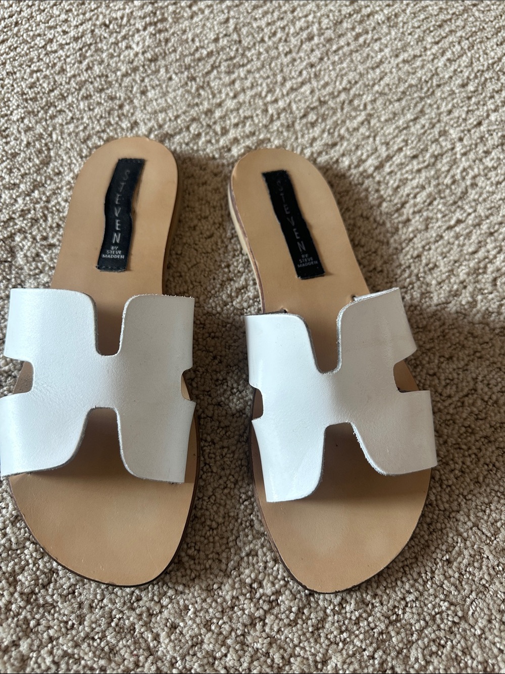 Steven By Steve Madden White Cutout Slide Sandals